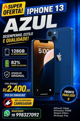 iPhone 13 azul bateria 82%