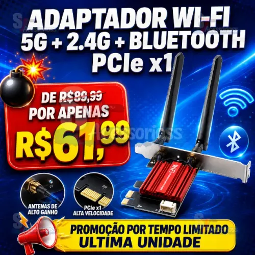 Adaptador Wi-Fi 5G + 2.4G + Bluetooth PCI-E X1