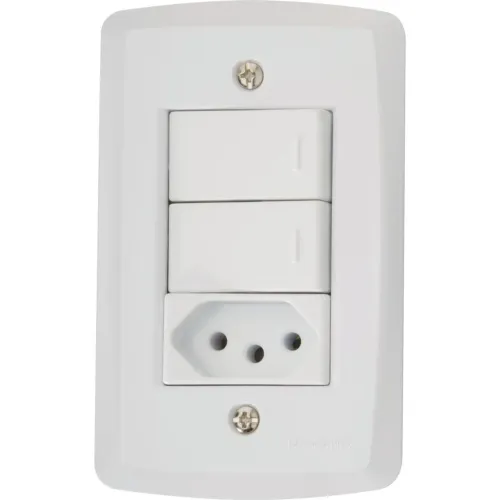Tomada com 2 interruptor Tramontina 10A