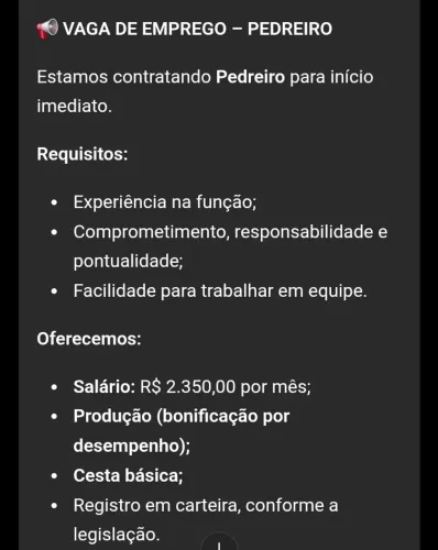 Precisa se de pedreiro