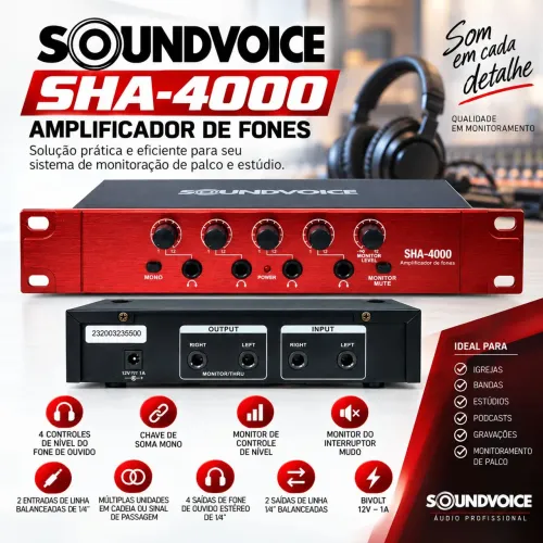 Amplificador de Fone Soundvoice SHA-4000