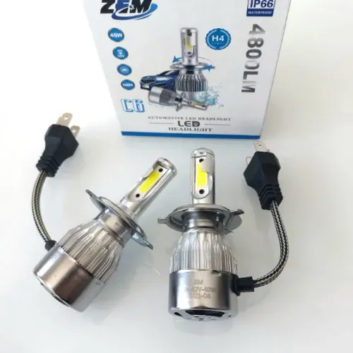 Par Lâmpada LED H4 Branca 6500K C6 Farol Alto Baixo - PROMOÇÃO  