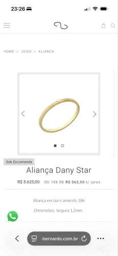 Aliança Dany Star Ouro 18K