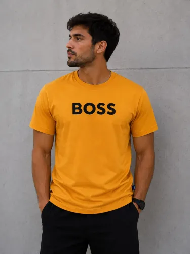 Camiseta Hugo Boss Laranja - Malha Peruana Casual Premium 30:1