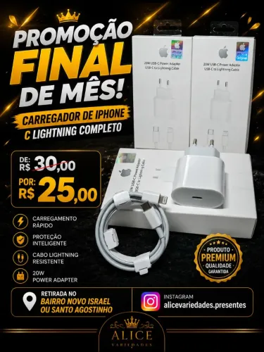 Carregador de iPhone C lightning