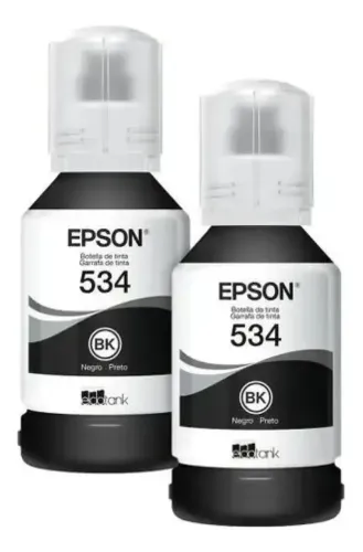 KIT 2Un, Tinta Epson EcoTank 534 (T534120-AL) Preta 120ml Original M1120 M2170 M3170 M1180