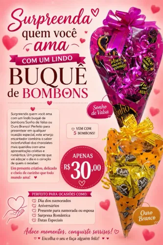 Buquê de Bombom Sonho de Valsa/Ouro Branco
