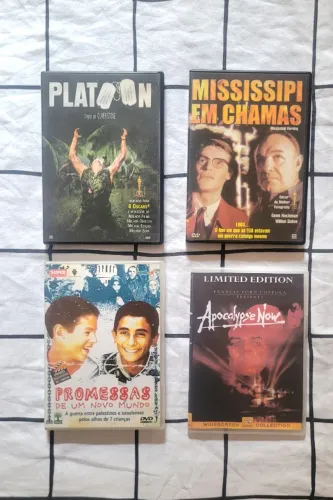 Lote 4 DVDs Originais: Apocalypse Now + Platoon + Mississipi em Chamas + Brinde