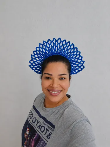 Coroa azul de macramê