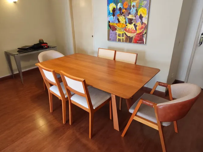 Mesa 1,80 x 1,00 com 6 cadeiras super nova