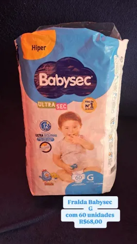 Fralda Babysec ultrasec G com 60 unidades