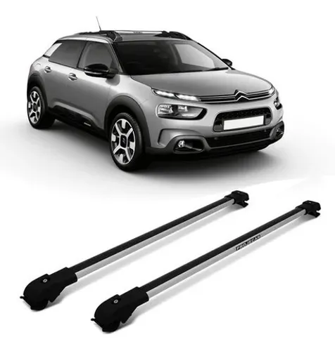 Rack De Teto Travessa Slim Projecar Citroen C4 Cactus 2019 à 2020 Prata E Preto