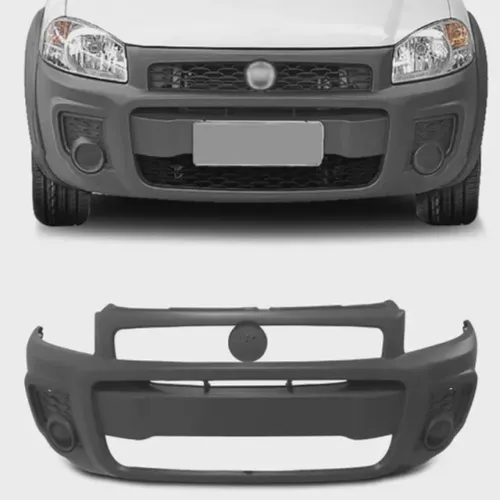 Parachoque Fiat Strada Working 2014 à 2020 CD / CE / CS Cinza (Furo Moldura Lateral) - Lom