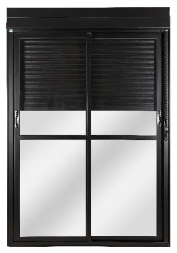 Porta aluminio 210x200 -2 Folhas Moveis com Persiana Integrada Preto