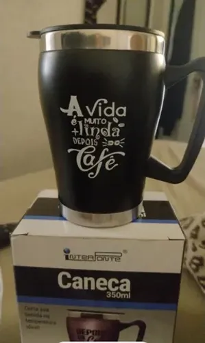 Caneca térmica de 350 ml nova preta 