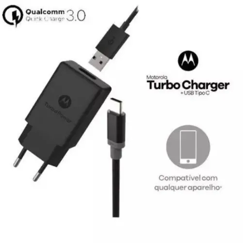 Carregador Motorola Turbo Power 30w Com Cabo Tipo C 1m
