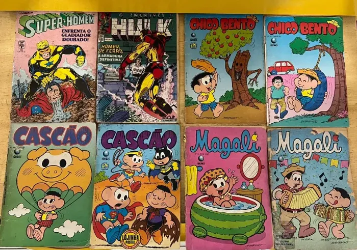 Gibis antigos anos 80 - Magali, Cascão, Chico Bento e Super-heróis