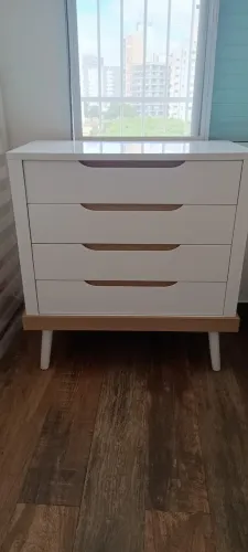 Conjunto Quarto Bebê SOMNIARE - Berço que Vira Cama + Cômoda + Colchão Ortobom