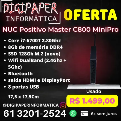 Mini PC NUC Core i7, 8Gb memória, SSD + HD, Wifi 5Ghz - 6x Sem Juros com garantia!