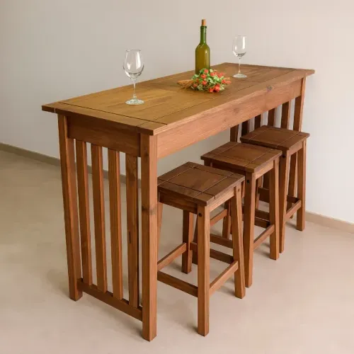 Jogo Bancada Balcão Mesa Cozinha Gourmet Com 3 Banquetas