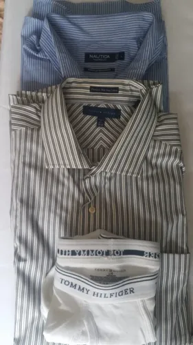 Tommy Hilfiger & Nautica (Originais) - PAC com 02 CAMISAS Sociais + 2 Cuecas Tommy