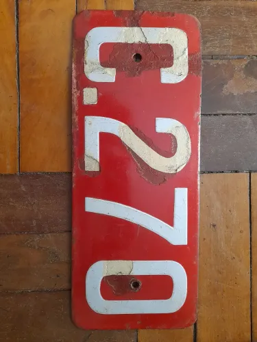Placa de Carro da Década 1920