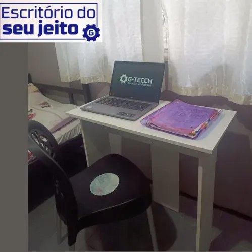 Mesa de Estudo NOVA MDF Multiuso para Escritório Notebook Estudo Computador Birô Branca