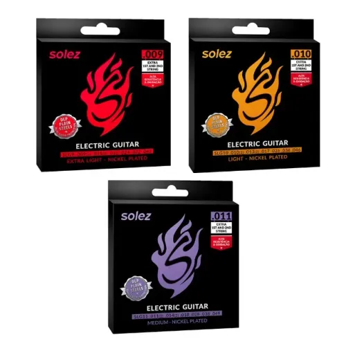 Corda P/ Guitarra Solez 9/42 ou 10/46 ou 11/49