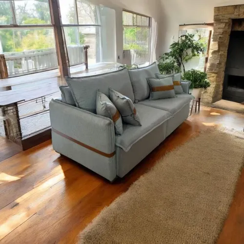 Sofá retrátil 2.20 largura no linho Ton cinza novo lacrado 