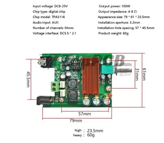 Amplificador Digital Mono TPA3116