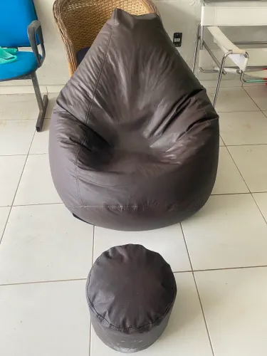 Puffe Pera Marrom+ Descanso de Pés