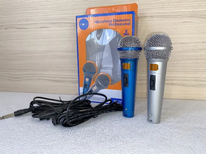 Kit com 2 Microfones Profissionais Dinâmicos Com Fio Inova