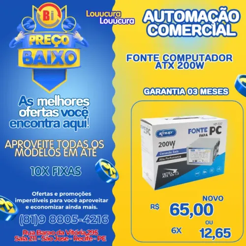 Fonte  Atx 200w Sata 24 Pinos Manual Com Cabo De Alimentação Operação Silenciosa 