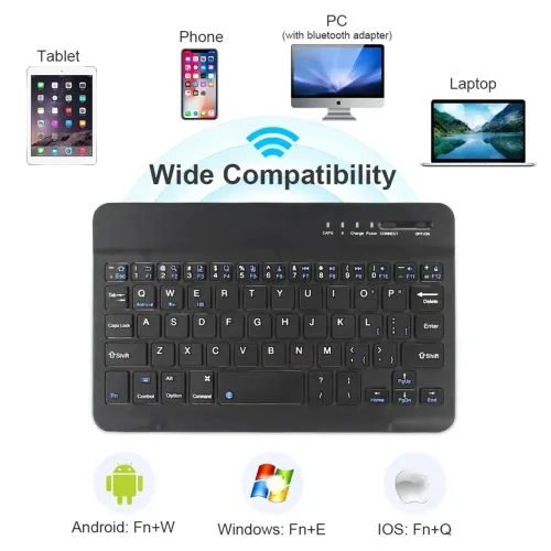 Teclado Bluetooth Universal Slim - Compatível com Android, iOS e Windows.