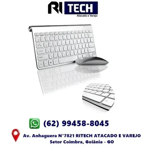 Kit Teclado & Mouse Sem Fio Slim Tipo Mac Silencioso Portátil Compacto
