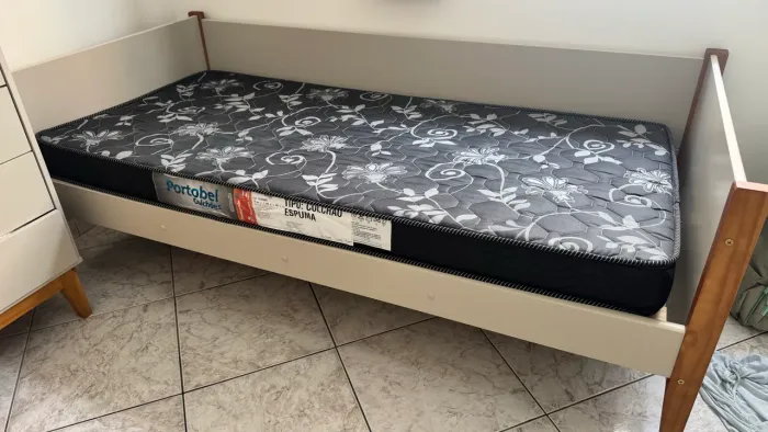 Cama Solteiro  Noah Reller  + Colchão Portobel Solteiro 