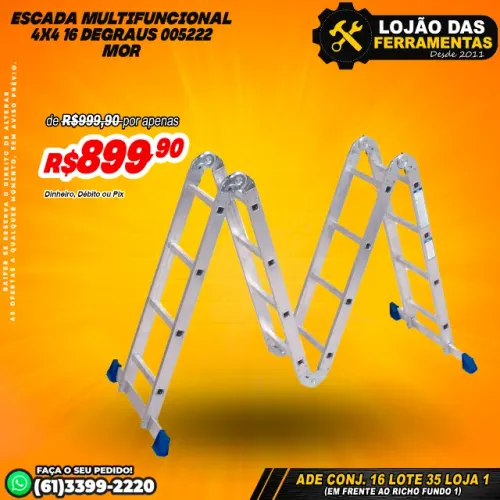 Escada Multifuncional 4x4 16 Degraus 005222 Mor