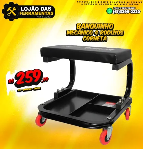 Banquinho Mecânico 4 Rodizios Corneta