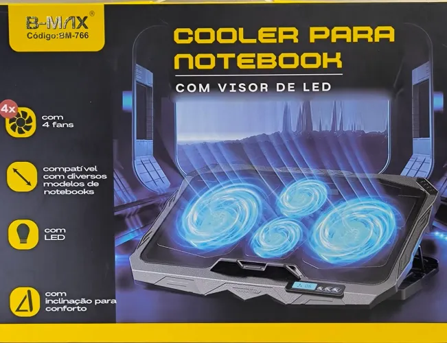 Suporte para notebook gamer com cooler ajustável e visor digital 