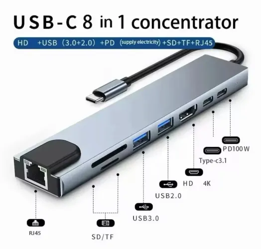 USB hub 8 em 1