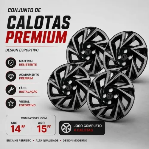 ? Conjunto Calotas Premium com Instalação | Garantia de 3 Meses | Vários Modelos ?