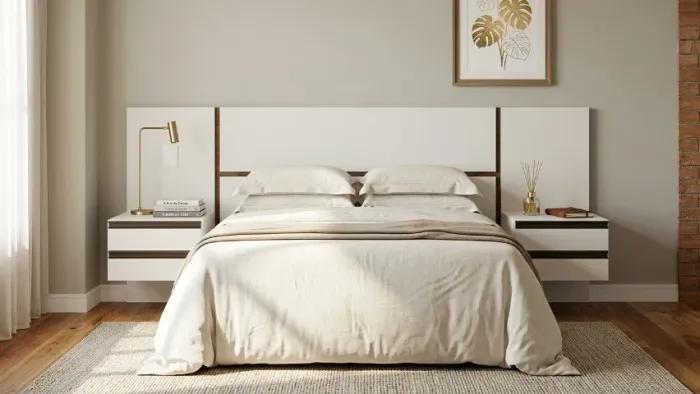 Cabeceira para cama de casal em MDF com 02 criados/04 gavetas