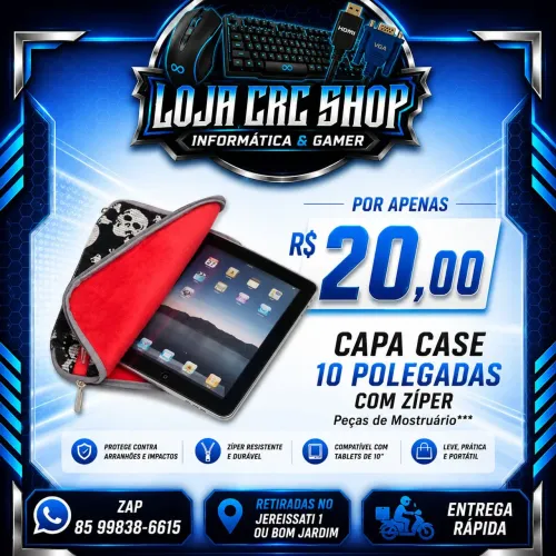 Capa Case com zíper 10 Polegadas Tablet etc