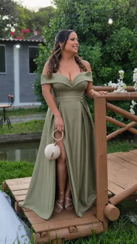 Vestido verde oliva elegante