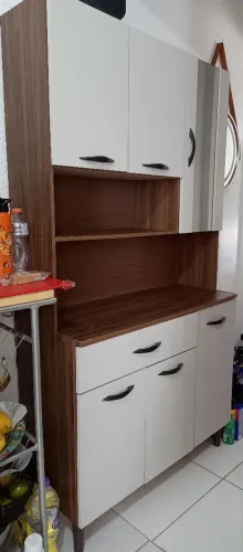 Armário de Cozinha com Balcão 6 Portas com Gaveta Off White R$ 330