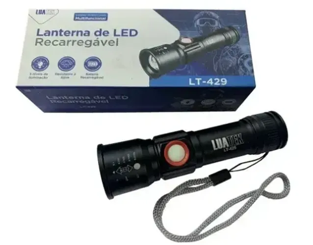 LANTERNA DE LED RECARREGAVEL TATICA 3 NIVEIS LUATEK LT-429