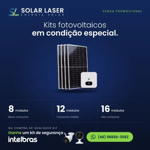 Kit Fotovoltaicos de 8, 12 ou 16 módulos