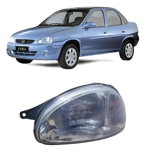 Farol Esquerdo Corsa 1994 A 1999 2000 A 2010 Carcaça Preta Esquerdo/motorista