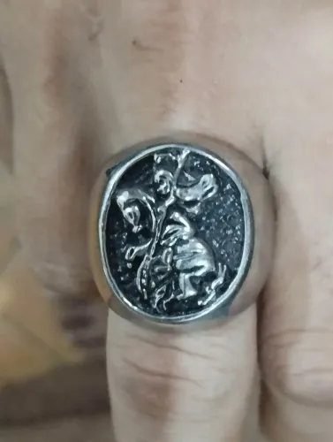 Anel de São Jorge modelo 2 em aço Cirúrgico