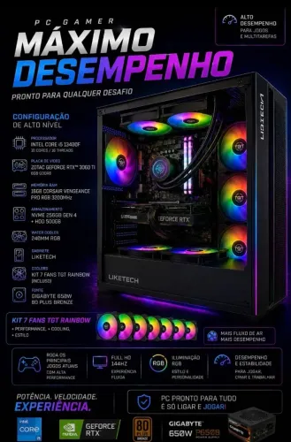 Pc gamer core i5 13400F com rtx 3060ti